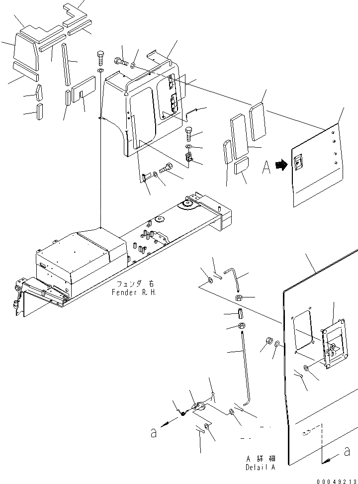 Схема запчастей Komatsu D375A-5E0 - КРЫЛО  (КРЫШКА КРЫЛА) (ЛЕВ.) ЧАСТИ КОРПУСА