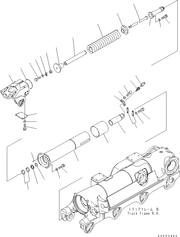 Схема запчастей Komatsu D375A-5E0 - ГУСЕНИЧНАЯ РАМА (ПРУЖИНА) (ПРАВ.) ХОДОВАЯ