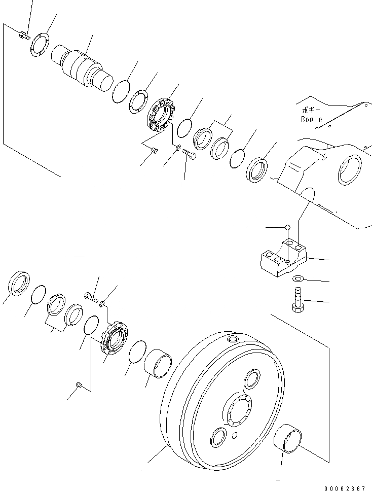 Схема запчастей Komatsu D375A-5E0 - ГУСЕНИЧНАЯ РАМА (ПЕРЕДН. ЛЕНИВЕЦ) (ПРАВ.) ХОДОВАЯ