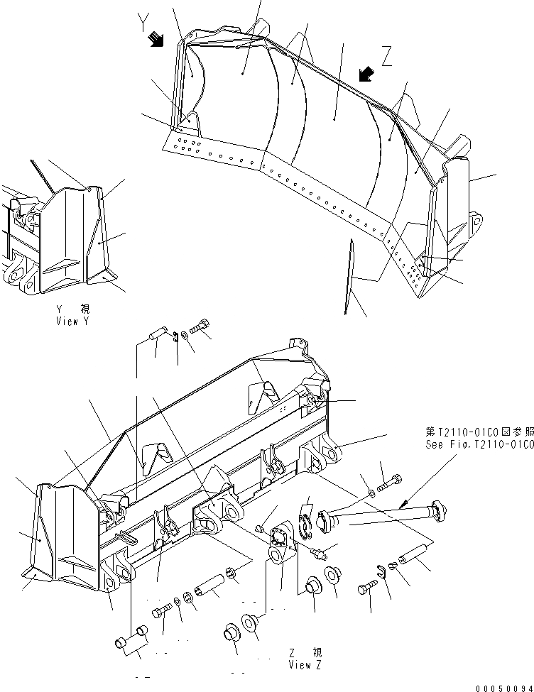 Схема запчастей Komatsu D375A-5E0 - ОТВАЛ (ПОЛН.-U) (ОТВАЛ И РУКОЯТЬ) (УСИЛЕНН.) РАБОЧЕЕ ОБОРУДОВАНИЕ