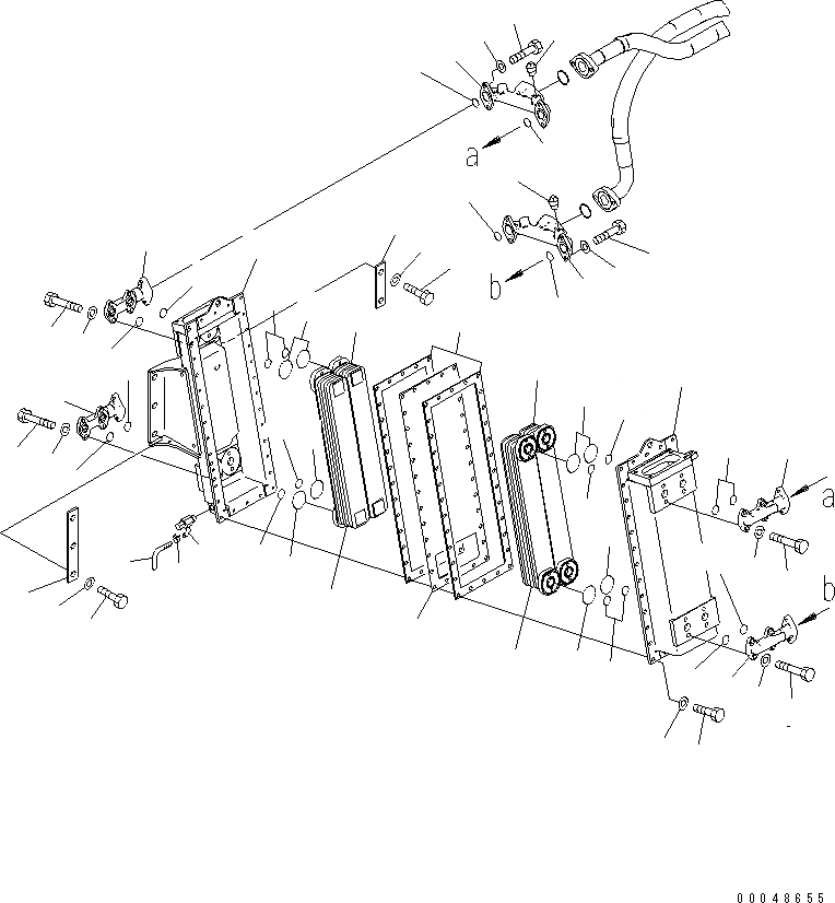Схема запчастей Komatsu D375A-5 - МАСЛООХЛАДИТЕЛЬ И МАСЛ. ЛИНИЯ (МАСЛООХЛАДИТЕЛЬ) СИСТЕМА ОХЛАЖДЕНИЯ