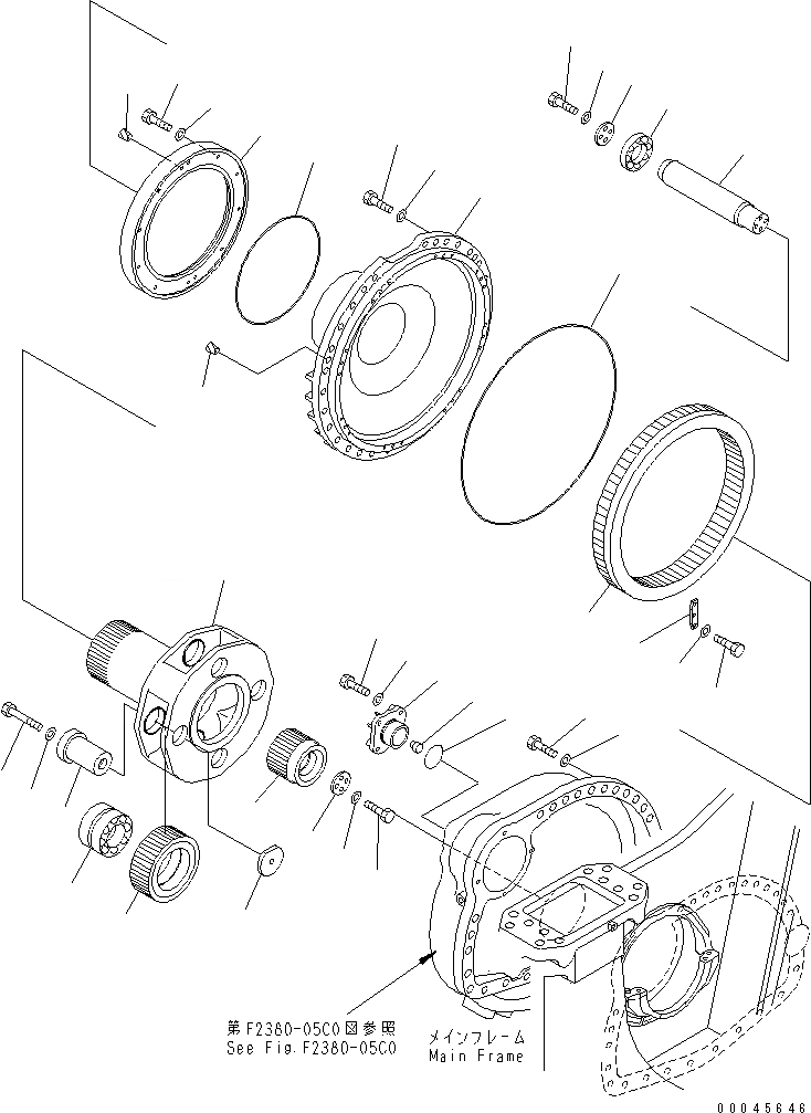 Схема запчастей Komatsu D375A-5 - КОНЕЧНАЯ ПЕРЕДАЧА (ПРАВ.) (ПРИВОД И НЕСУЩИЙ ЭЛЕМЕНТ) (8 РОЛИК) СИЛОВАЯ ПЕРЕДАЧА И КОНЕЧНАЯ ПЕРЕДАЧА