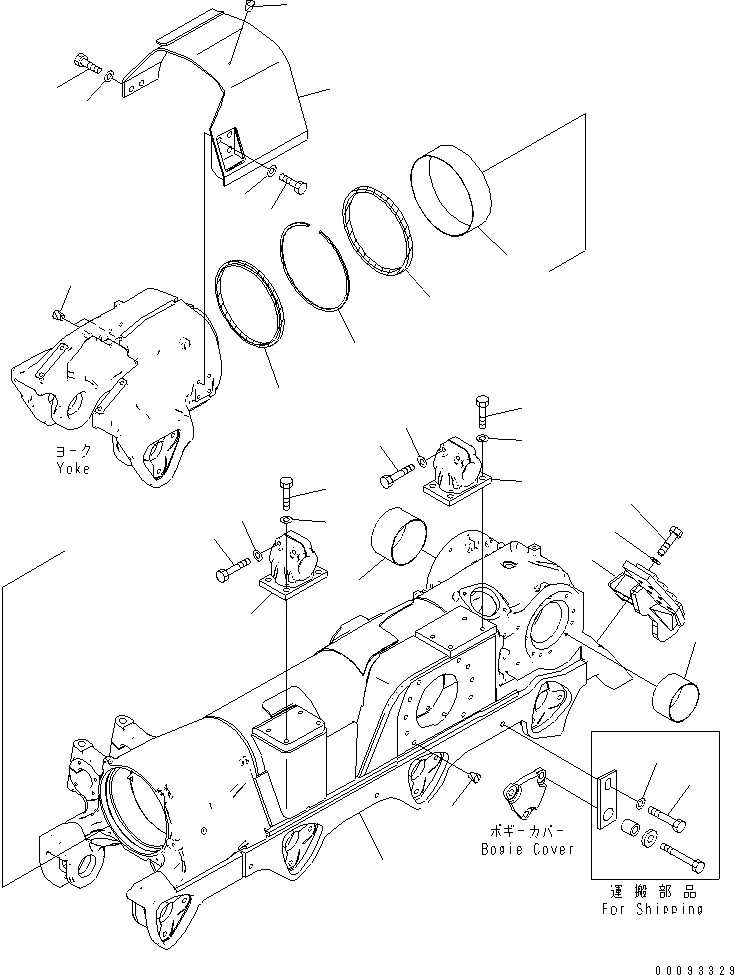 Схема запчастей Komatsu D375A-5 - ГУСЕНИЧНАЯ РАМА (ЛЕВ.) (ДЛЯ ПОЛН. ЗАЩИТА КАТКОВ) (8 РОЛИК) ХОДОВАЯ