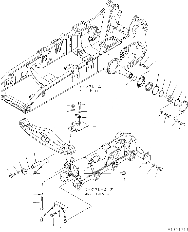 Схема запчастей Komatsu D375A-5 - ГУСЕНИЧНАЯ РАМА (ЛЕВ.) (БАЛКА БАЛАНСИРА СМАЗКА) (8 РОЛИК)(№-) ХОДОВАЯ