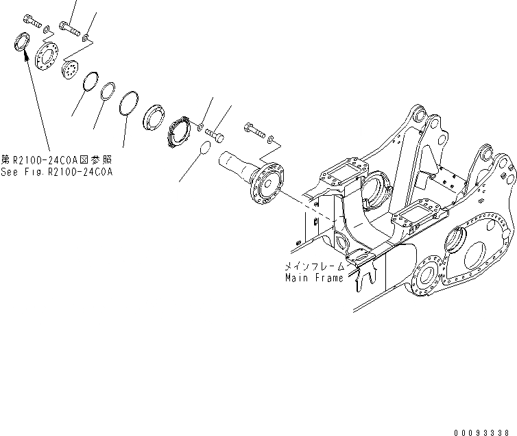 Схема запчастей Komatsu D375A-5 - ГУСЕНИЧНАЯ РАМА (ПРАВ.) (ПОВОРОТН. ШКВОРЕНЬ КРЕПЛЕНИЕ) (8 РОЛИК)(№-) ХОДОВАЯ