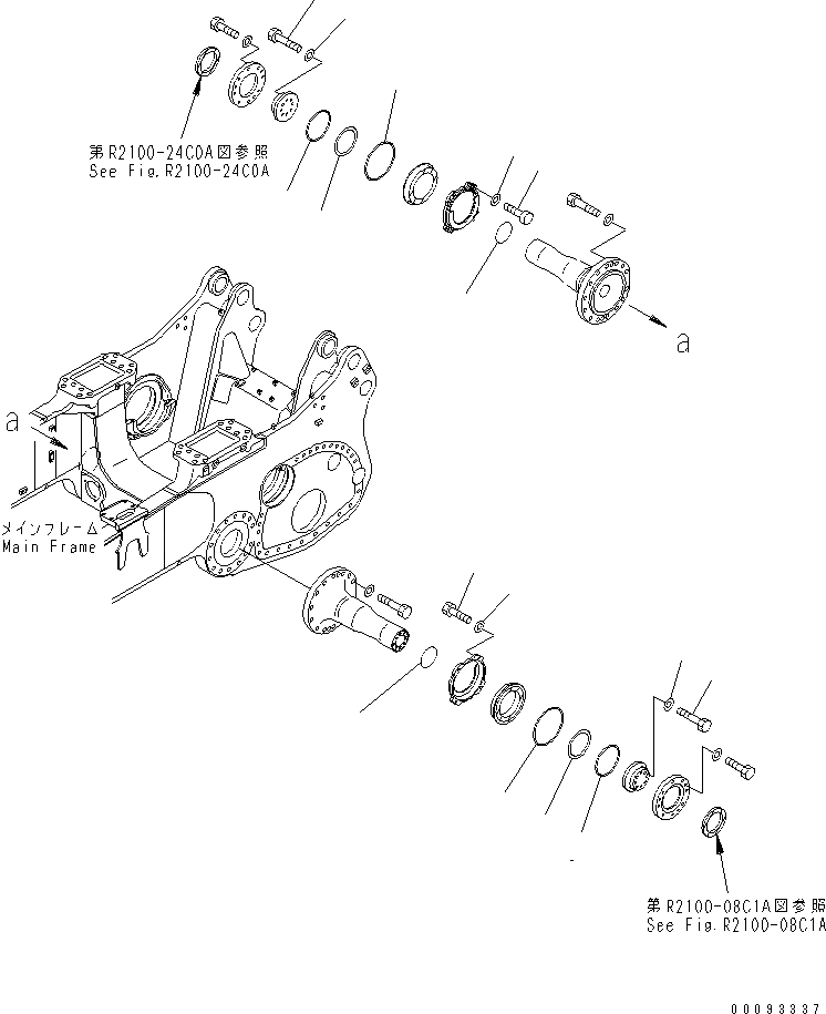 Схема запчастей Komatsu D375A-5 - ГУСЕНИЧНАЯ РАМА (R.H) (ПОВОРОТН. ШКВОРЕНЬ КРЕПЛЕНИЕ) (ДЛЯ ОТВАЛА С ДВОЙН. ПЕРЕКОСОМ) (8 РОЛИК)(№-) ХОДОВАЯ