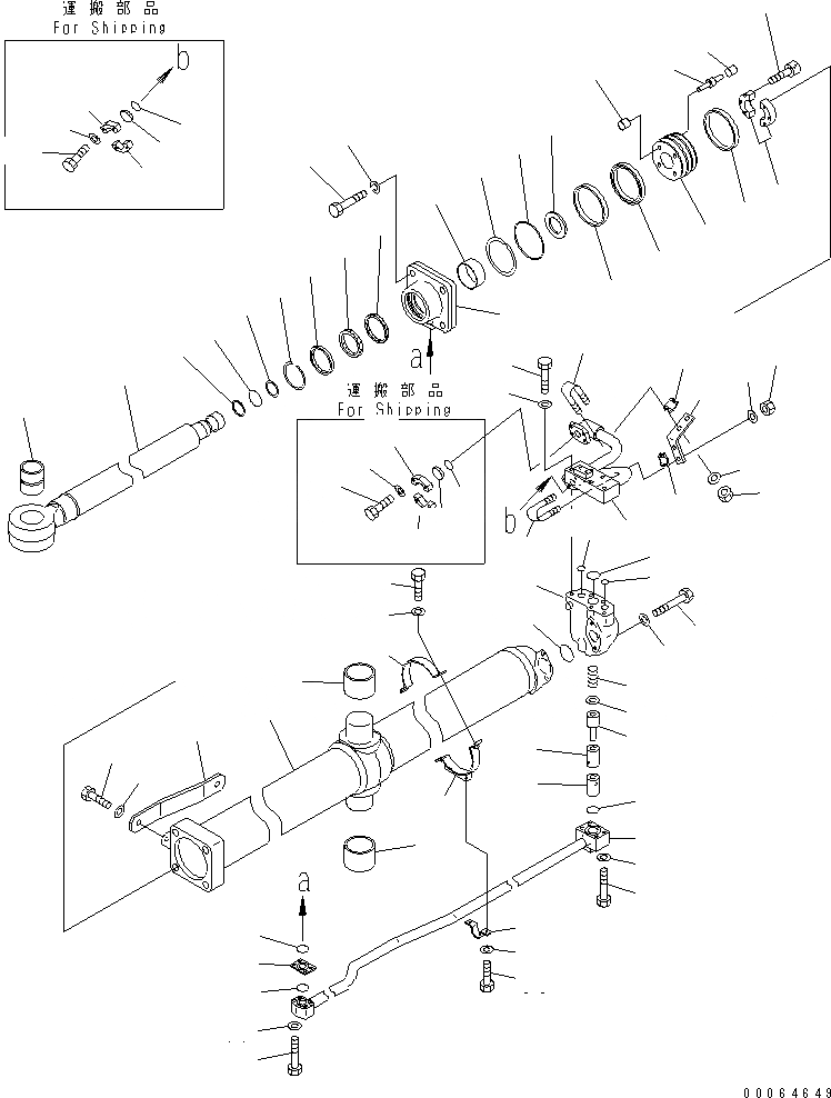 Схема запчастей Komatsu D375A-5 - ЦИЛИНДР ПОДЪЕМА ОТВАЛА (ЛЕВ.) ОСНОВН. КОМПОНЕНТЫ И РЕМКОМПЛЕКТЫ