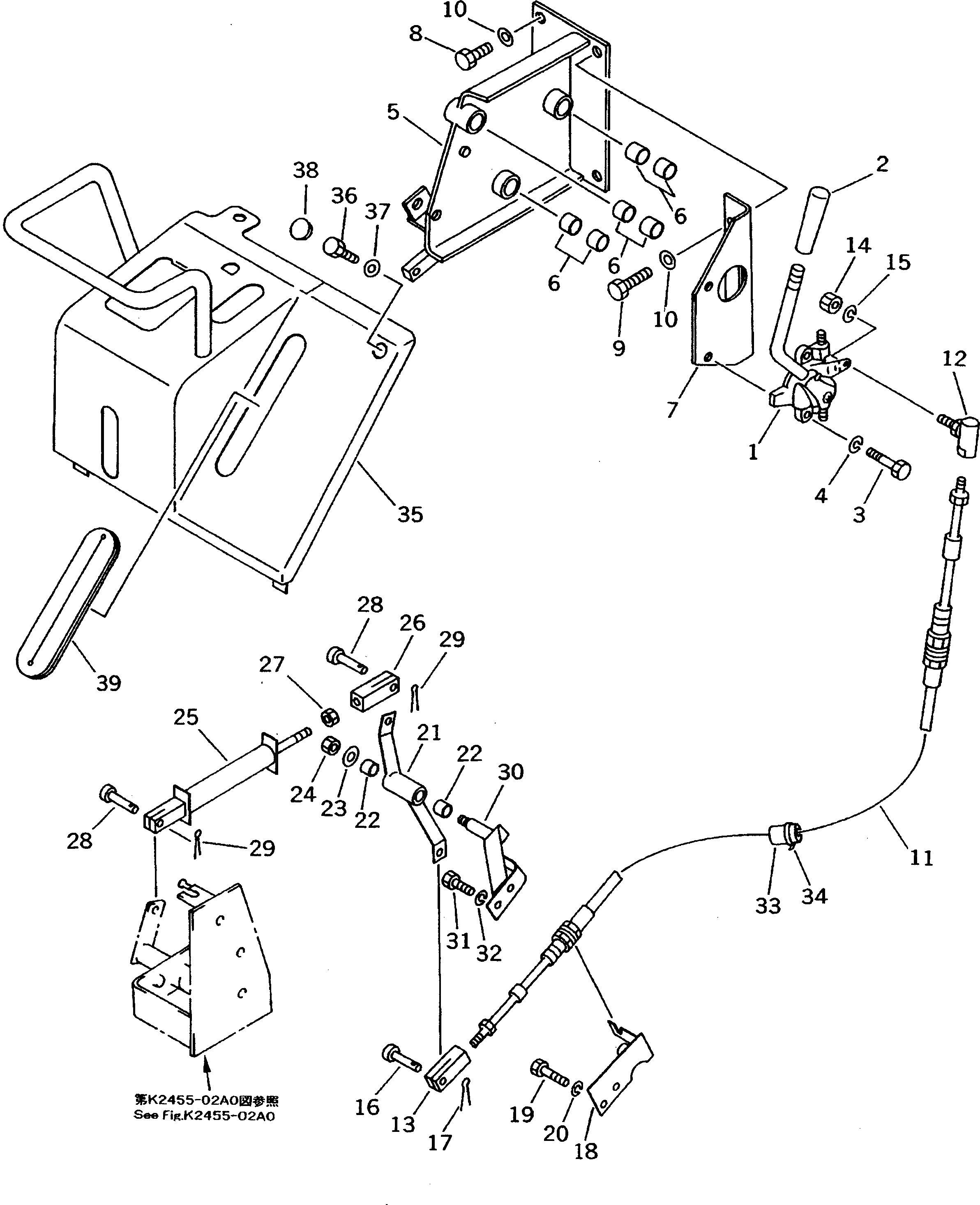 Схема запчастей Komatsu D37E-5 - РЫЧАГ УПРАВЛ-Я ПОДАЧЕЙ ТОПЛИВА (С ПЕДАЛЬ ЗАМЕДЛИТЕЛЯ ОБОРОТОВ) ТОПЛИВН. БАК. AND КОМПОНЕНТЫ