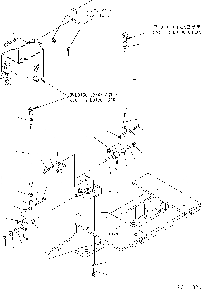 Схема запчастей Komatsu D37E-5 - РЫЧАГ УПРАВЛ-Я ТРАНСМИССИЕЙ (/)(№7-) ТОПЛИВН. БАК. AND КОМПОНЕНТЫ