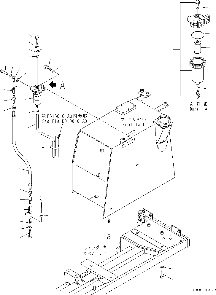 Схема запчастей Komatsu D37EX-21A-M - ВОДООТДЕЛИТЕЛЬ (С ТОПЛИВН. НАСОС) ТОПЛИВН. БАК. AND КОМПОНЕНТЫ