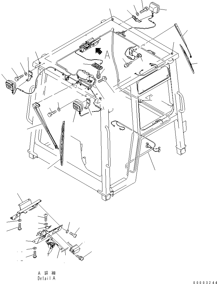Схема запчастей Komatsu D37EX-21A-M - КАБИНА ROPS (ЭЛЕКТР.) КАБИНА ОПЕРАТОРА И СИСТЕМА УПРАВЛЕНИЯ