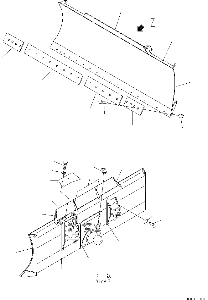 Схема запчастей Komatsu D37EX-21A-M - ОТВАЛ (ОТВ. С ИЗМ. УГЛОМ И НАКЛОНЯЕМ. DOZER) РАБОЧЕЕ ОБОРУДОВАНИЕ