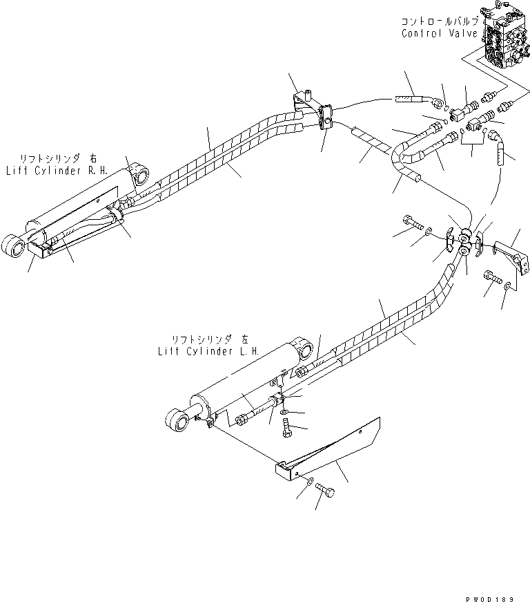 Схема запчастей Komatsu D37EX-21 - ЛИНИЯ ГИДРОЦИЛИНДРА ПОДЪЕМА (ШЛАНГИ) ГИДРАВЛИКА