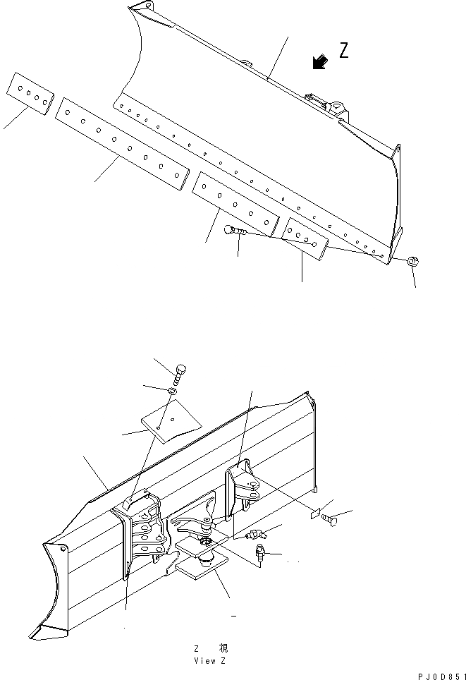 Схема запчастей Komatsu D37EX-21 - ОТВАЛ (ДЛЯ ПОВОР. ОТВАЛА С ИЗМ. УГЛОМ И НАКЛОНЯЕМ. DOZER) РАБОЧЕЕ ОБОРУДОВАНИЕ