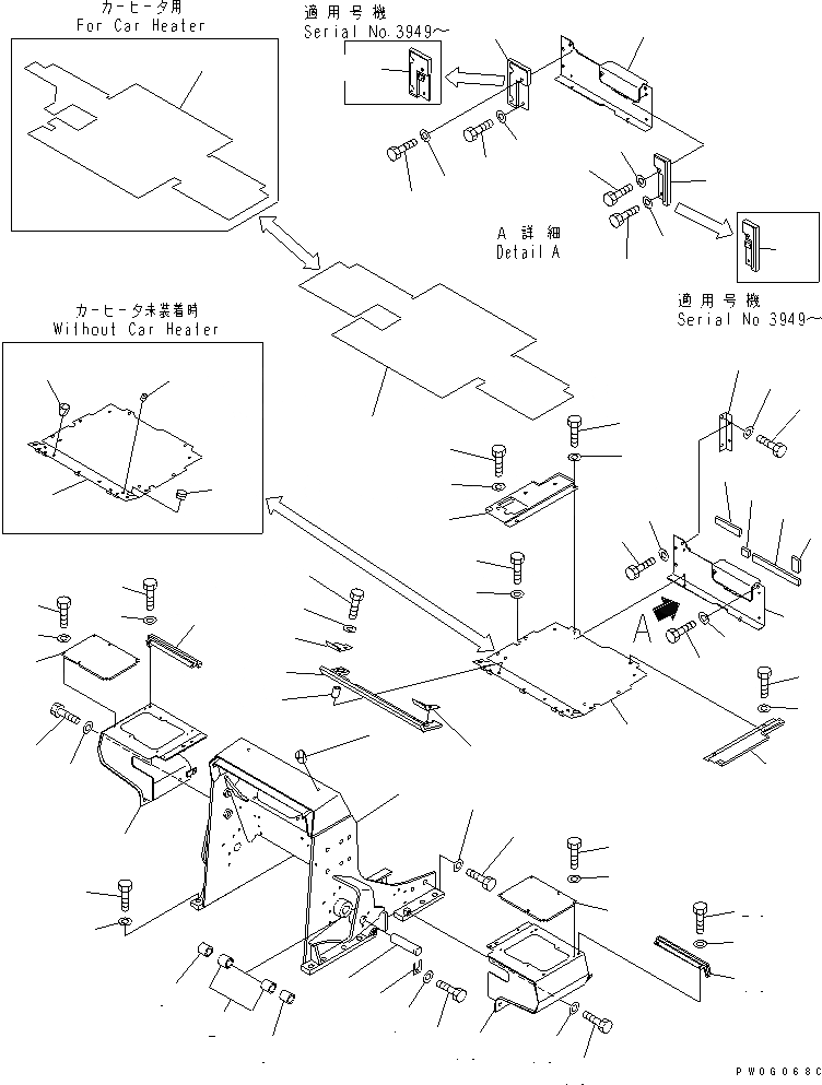 Схема запчастей Komatsu D37P-5A - ПОГРУЗ. РАМА И ПОЛ КАБИНЫ (REGULATION OF ЕС DYNAMIC NOISE)(№-) КАБИНА ОПЕРАТОРА И СИСТЕМА УПРАВЛЕНИЯ