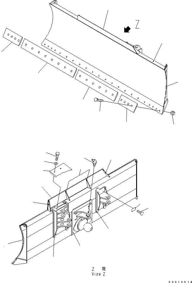 Схема запчастей Komatsu D37PX-21A - ОТВАЛ (ПОВОРОТН. ОТВАЛ С ИЗМ. УГЛОМ DOZER) (ДЛЯ NARROW GAUGE) РАБОЧЕЕ ОБОРУДОВАНИЕ