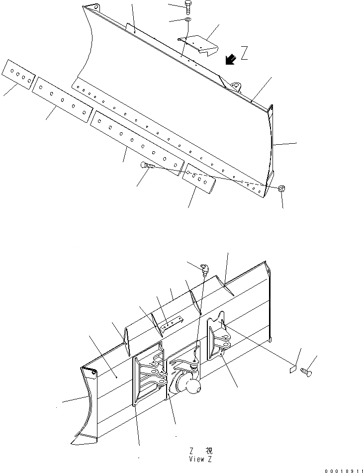 Схема запчастей Komatsu D39EX-21A - ОТВАЛ (ПОВОРОТН. ОТВАЛ С ИЗМ. УГЛОМ DOZER) РАБОЧЕЕ ОБОРУДОВАНИЕ