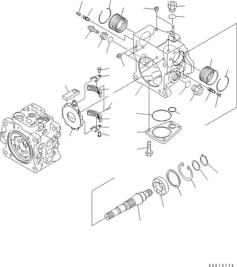 Схема запчастей Komatsu D39EX-21 - HST НАСОС (/) ОСНОВН. КОМПОНЕНТЫ И РЕМКОМПЛЕКТЫ