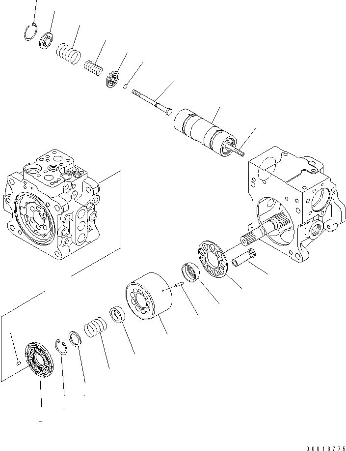 Схема запчастей Komatsu D39EX-21 - HST НАСОС (/) ОСНОВН. КОМПОНЕНТЫ И РЕМКОМПЛЕКТЫ