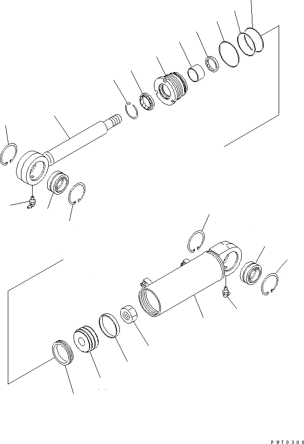 Схема запчастей Komatsu D39EX-21 - ЦИЛИНДР ПЕРЕКОСА ОСНОВН. КОМПОНЕНТЫ И РЕМКОМПЛЕКТЫ