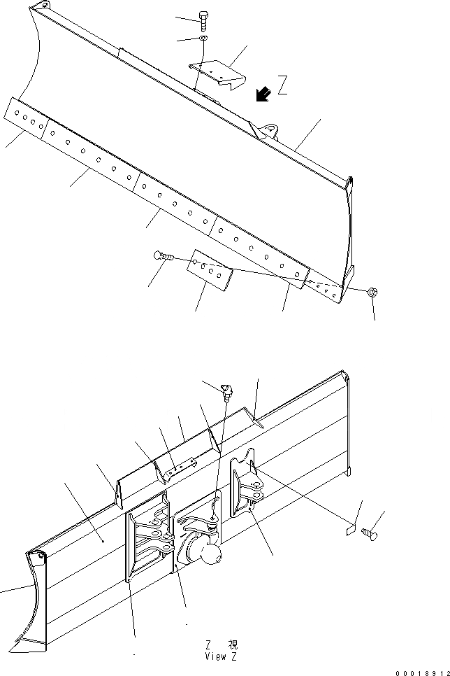 Схема запчастей Komatsu D39PX-21A-M - ОТВАЛ (ОТВ. С ИЗМ. УГЛОМ И НАКЛОНЯЕМ. DOZER) РАБОЧЕЕ ОБОРУДОВАНИЕ