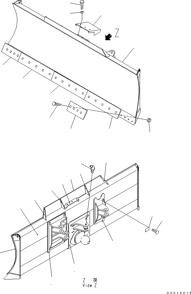 Схема запчастей Komatsu D39PX-21A-M - ОТВАЛ (ОТВ. С ИЗМ. УГЛОМ И НАКЛОНЯЕМ. DOZER) (ДЛЯ NARROW GAUGE) РАБОЧЕЕ ОБОРУДОВАНИЕ
