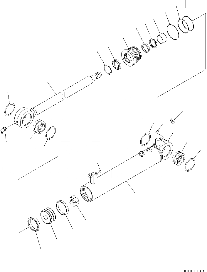 Схема запчастей Komatsu D39PX-21A-M - ЦИЛИНДР НАКЛОНА ОСНОВН. КОМПОНЕНТЫ И РЕМКОМПЛЕКТЫ