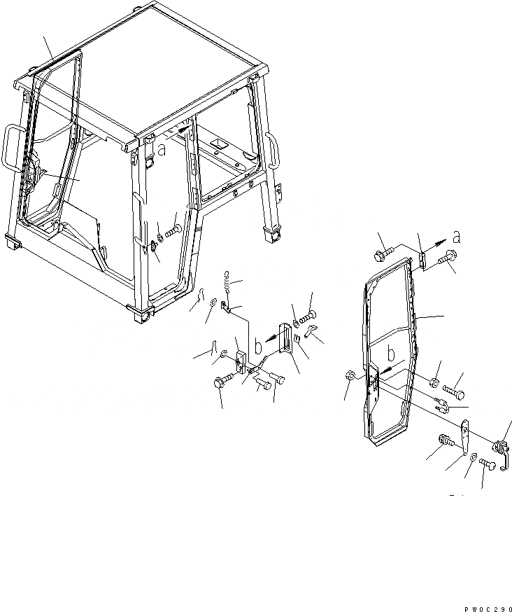 Схема запчастей Komatsu D39PX-21 - КАБИНА ROPS (ДВЕРЬ)(№-) КАБИНА ОПЕРАТОРА И СИСТЕМА УПРАВЛЕНИЯ