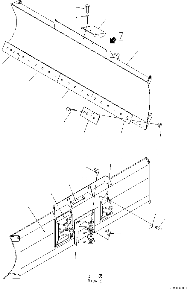 Схема запчастей Komatsu D39PX-21 - ОТВАЛ (ДЛЯ ПОВОРОТН. ОТВАЛА С ИЗМ. УГЛОМ DOZER) РАБОЧЕЕ ОБОРУДОВАНИЕ
