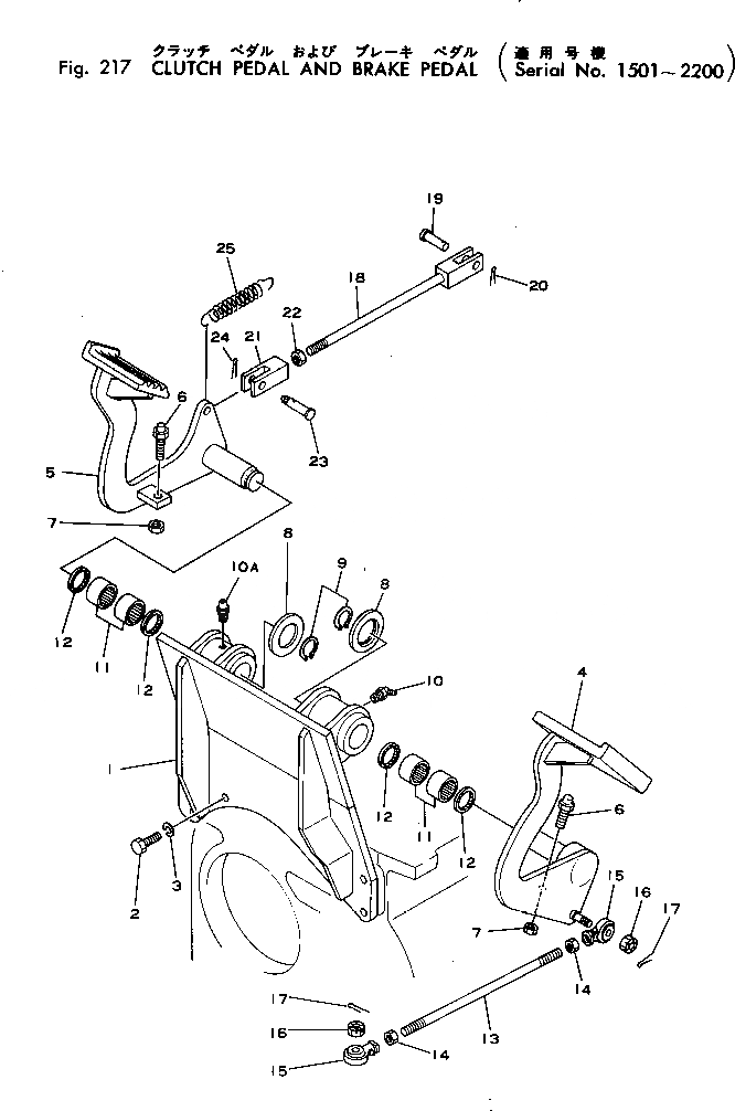 Схема запчастей Komatsu D40A-1 - МУФТА И ПЕДАЛЬ ТОРМОЗА(№-) ОСНОВН. МУФТА И ТРАНСМИССИЯ