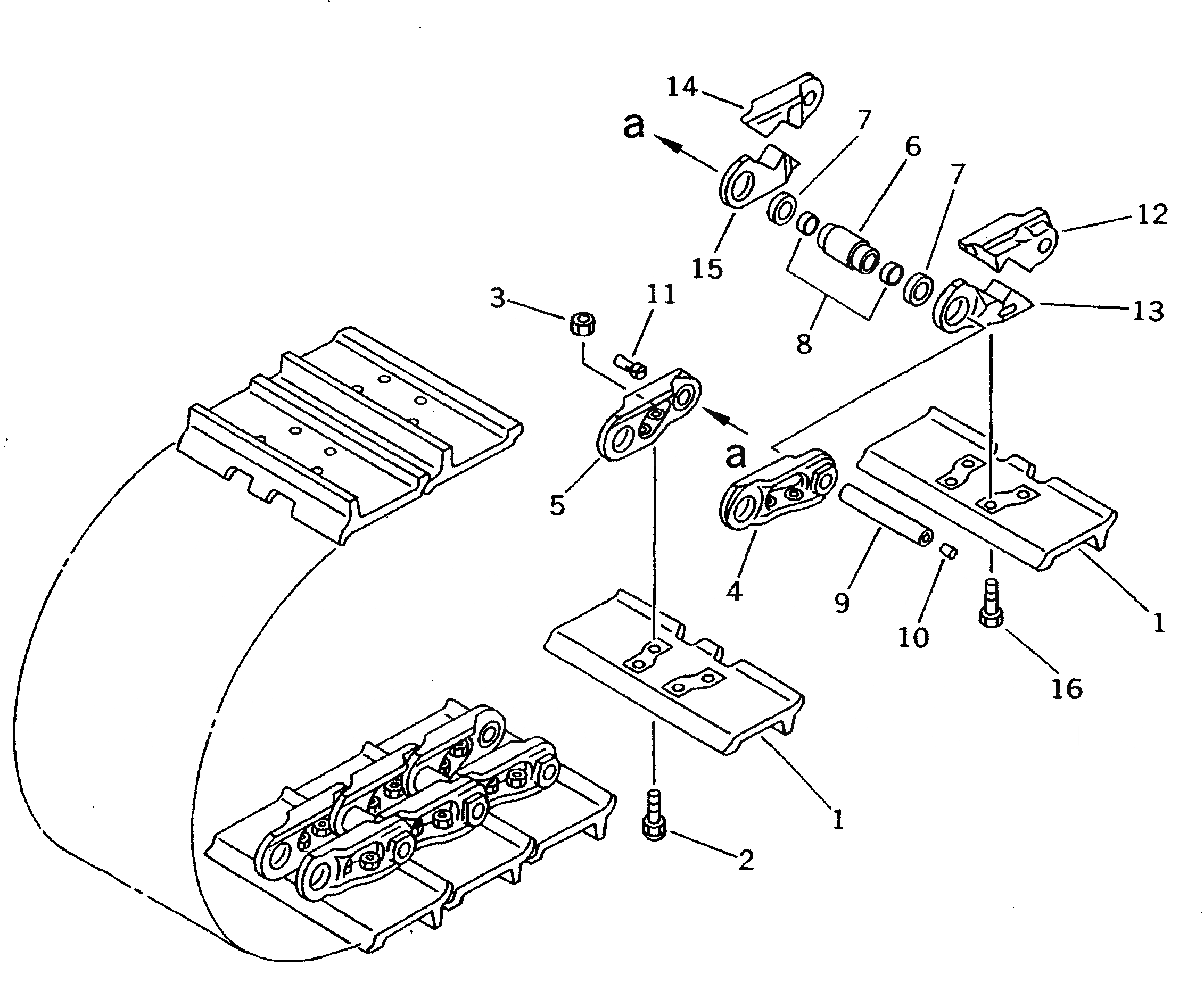 Схема запчастей Komatsu D40A-5 - ГУСЕНИЦЫ (СМАЗЫВ. ТИПА) (ОДИНОЧН. ГРУНТОЗАЦЕП) ГУСЕНИЦЫ