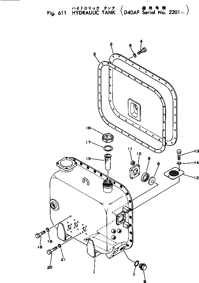 Схема запчастей Komatsu D40AF-1 - ГИДР. БАК. УПРАВЛ-Е РАБОЧИМ ОБОРУДОВАНИЕМ