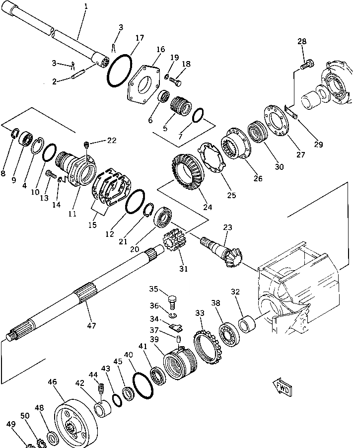 Схема запчастей Komatsu D40AM-3 - PTO ВАЛ И ТОРМОЗНОЙ БАРАБАН РАБОЧЕЕ ОБОРУДОВАНИЕ