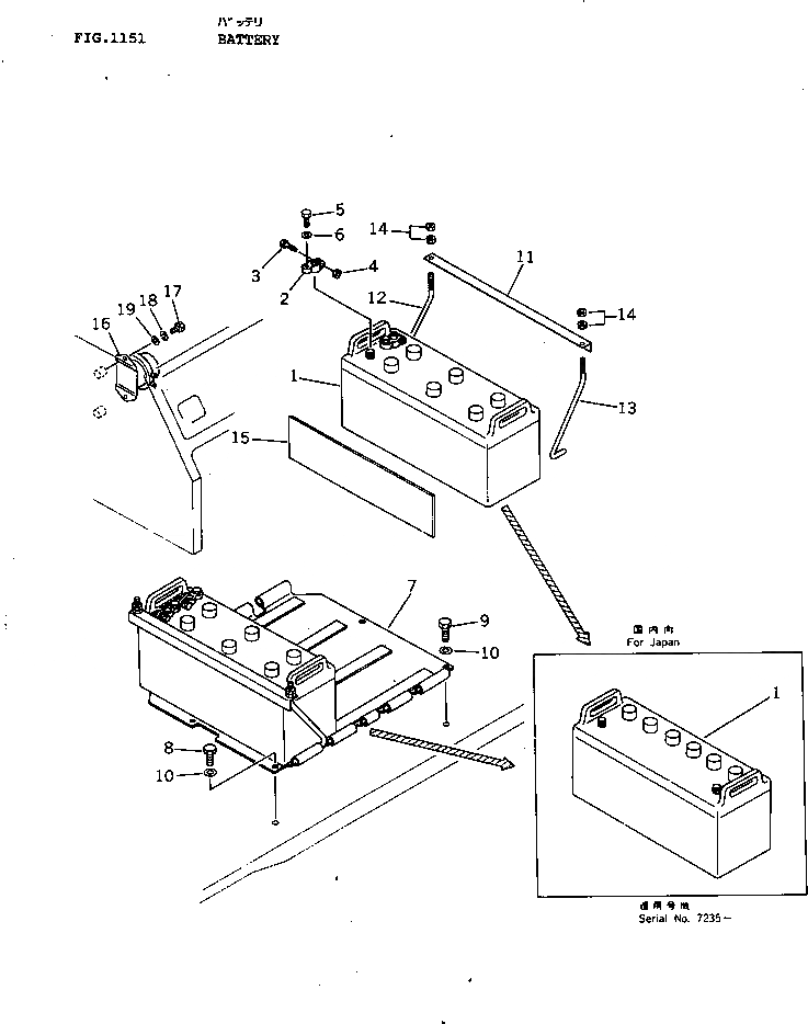 Схема запчастей Komatsu D40AM-3 - АККУМУЛЯТОР КОМПОНЕНТЫ ДВИГАТЕЛЯ И ЭЛЕКТРИКА