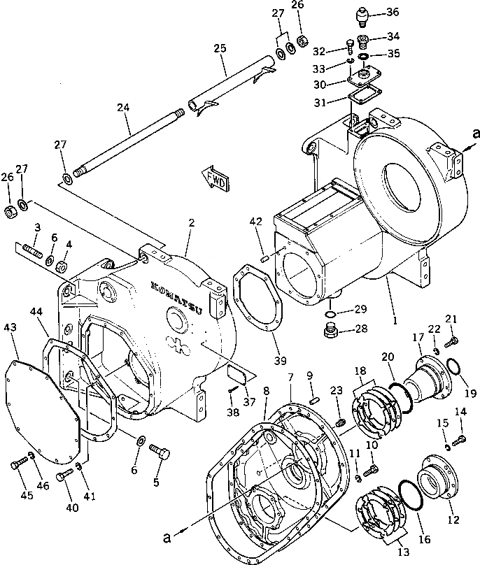 Схема запчастей Komatsu D40AM-3 - ЛЕБЕДКА КОРПУС РАБОЧЕЕ ОБОРУДОВАНИЕ