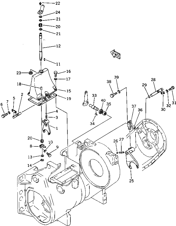 Схема запчастей Komatsu D40AM-3 - ЛЕБЕДКА ВАЛ ВИЛЫ РАБОЧЕЕ ОБОРУДОВАНИЕ