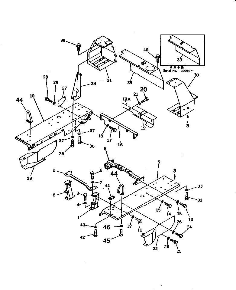 Схема запчастей Komatsu D40AM-5 - КРЫЛО И ЗАДН. КРЫШКА ЧАСТИ КОРПУСА