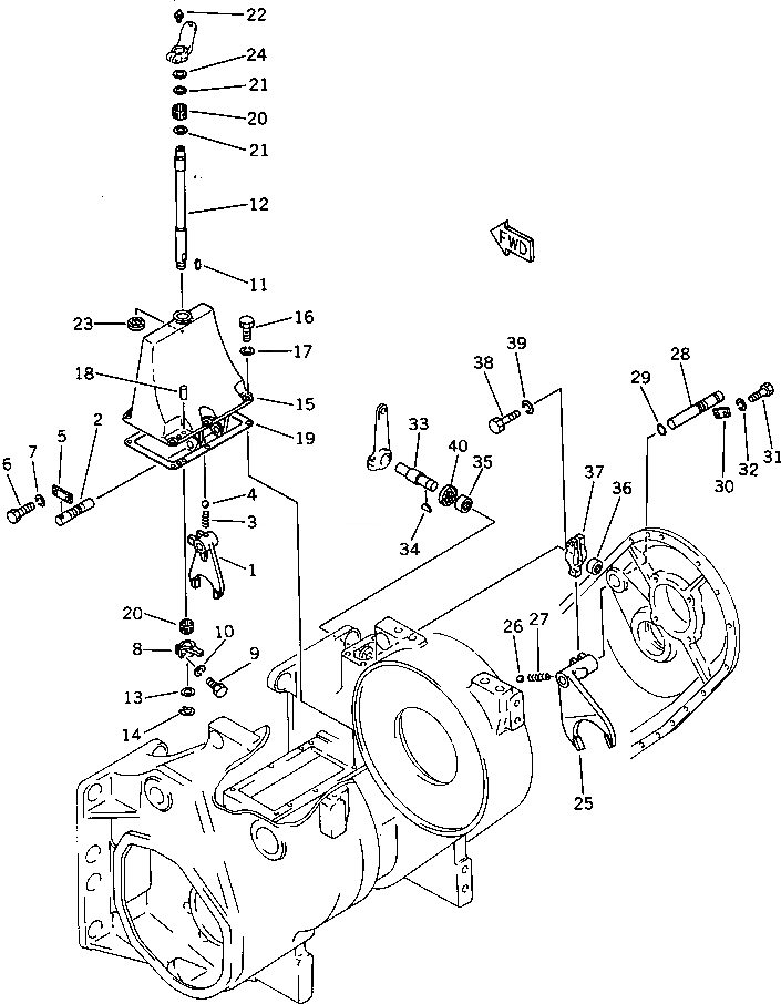 Схема запчастей Komatsu D40AM-5 - ТЯГОВ. ЛЕБЕДКА (ЛЕБЕДКА ВИЛКА ПЕРЕКЛЮЧЕНИЯ) (/) РАБОЧЕЕ ОБОРУДОВАНИЕ