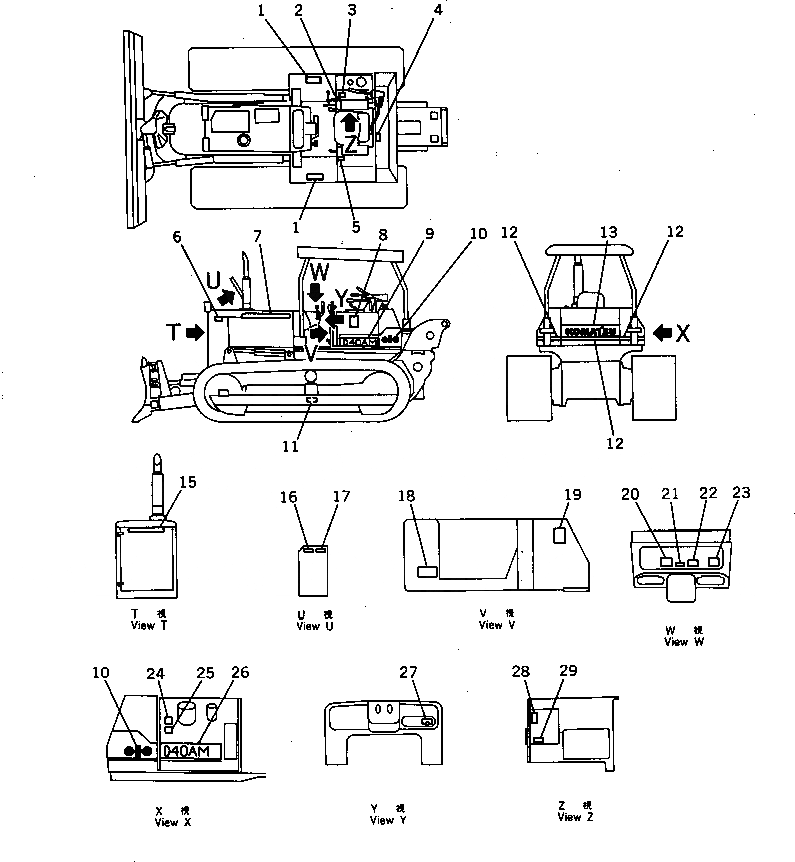 Схема запчастей Komatsu D40AM-5 - МАРКИРОВКА (ЯПОН.)(№-7) МАРКИРОВКА¤ ИНСТРУМЕНТ И РЕМКОМПЛЕКТЫ