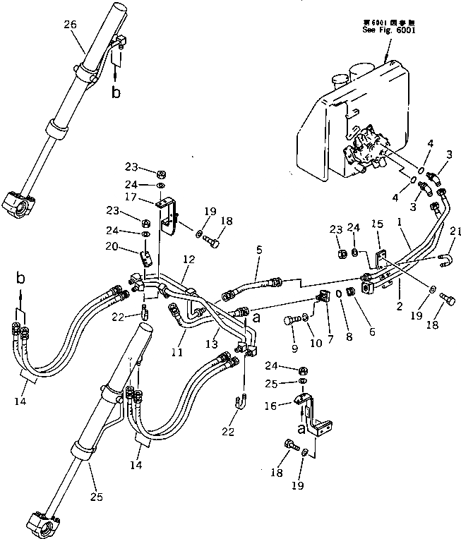 Схема запчастей Komatsu D40P-5 - ГИДРОЛИНИЯ (ЛИНИЯ ГИДРОЦИЛИНДРА ПОДЪЕМА) УПРАВЛ-Е РАБОЧИМ ОБОРУДОВАНИЕМ