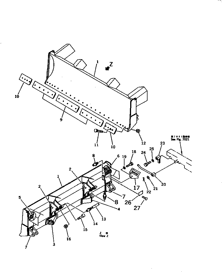 Схема запчастей Komatsu D40P-5 - ПРЯМ. ОТВАЛ ОТВАЛ РАБОЧЕЕ ОБОРУДОВАНИЕ