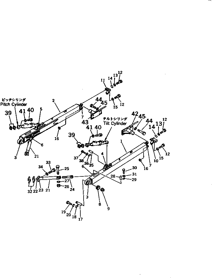 Схема запчастей Komatsu D40P-5 - РАМА ПРЯМ. ОТВАЛА РАБОЧЕЕ ОБОРУДОВАНИЕ