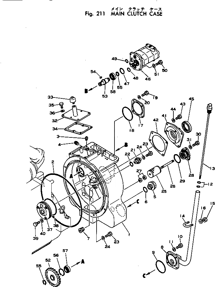 Схема запчастей Komatsu D40PF-1 - ОСНОВН. МУФТА КОРПУС ОСНОВН. МУФТА И ТРАНСМИССИЯ