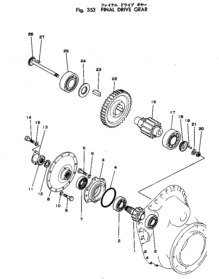 Схема запчастей Komatsu D40PF-1 - КОНЕЧНАЯ ПЕРЕДАЧА И ВАЛ СИСТЕМАУПРАВЛЕНИЯ ПОВОРОТОМ И КОНЕЧНАЯ ПЕРЕДАЧА