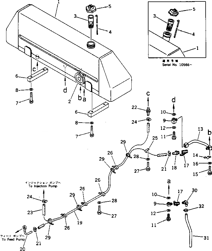 Схема запчастей Komatsu D40PF-5 - ТОПЛ. БАК И ТОПЛИВОПРОВОД КОМПОНЕНТЫ ДВИГАТЕЛЯ И ЭЛЕКТРИКА