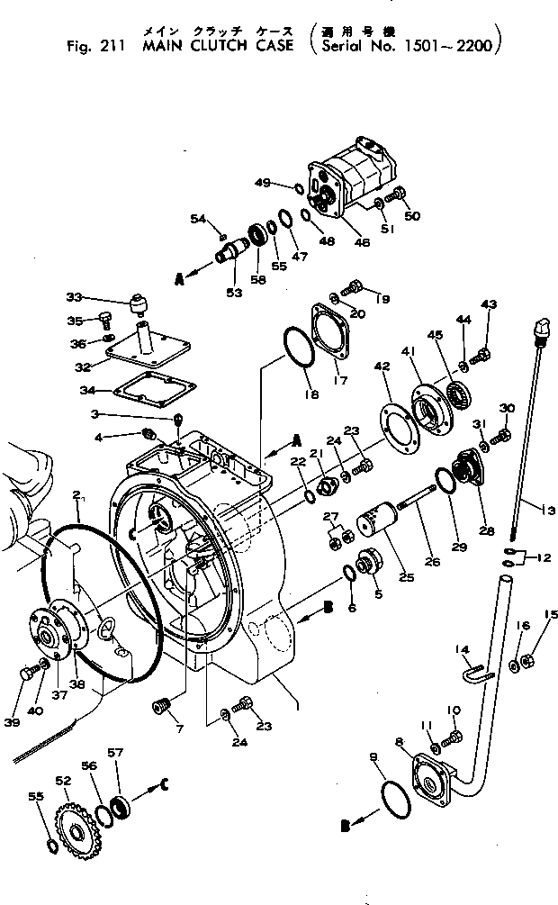 Схема запчастей Komatsu D40PL-1 - ОСНОВН. МУФТА КОРПУС(№-) ОСНОВН. МУФТА И ТРАНСМИССИЯ