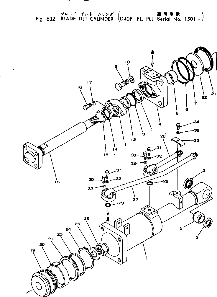 Схема запчастей Komatsu D40PL-1 - ЦИЛИНДР ПЕРЕКОСА ОТВАЛА УПРАВЛ-Е РАБОЧИМ ОБОРУДОВАНИЕМ