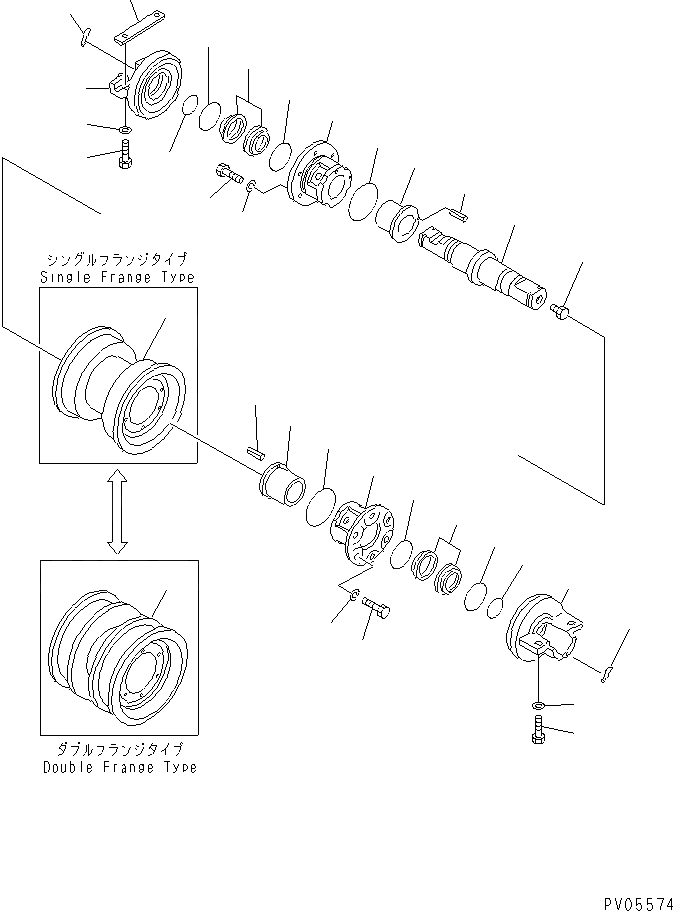 Схема запчастей Komatsu D40PL-5 - ОПОРНЫЙ КАТОК(№-) ГУСЕНИЦЫ