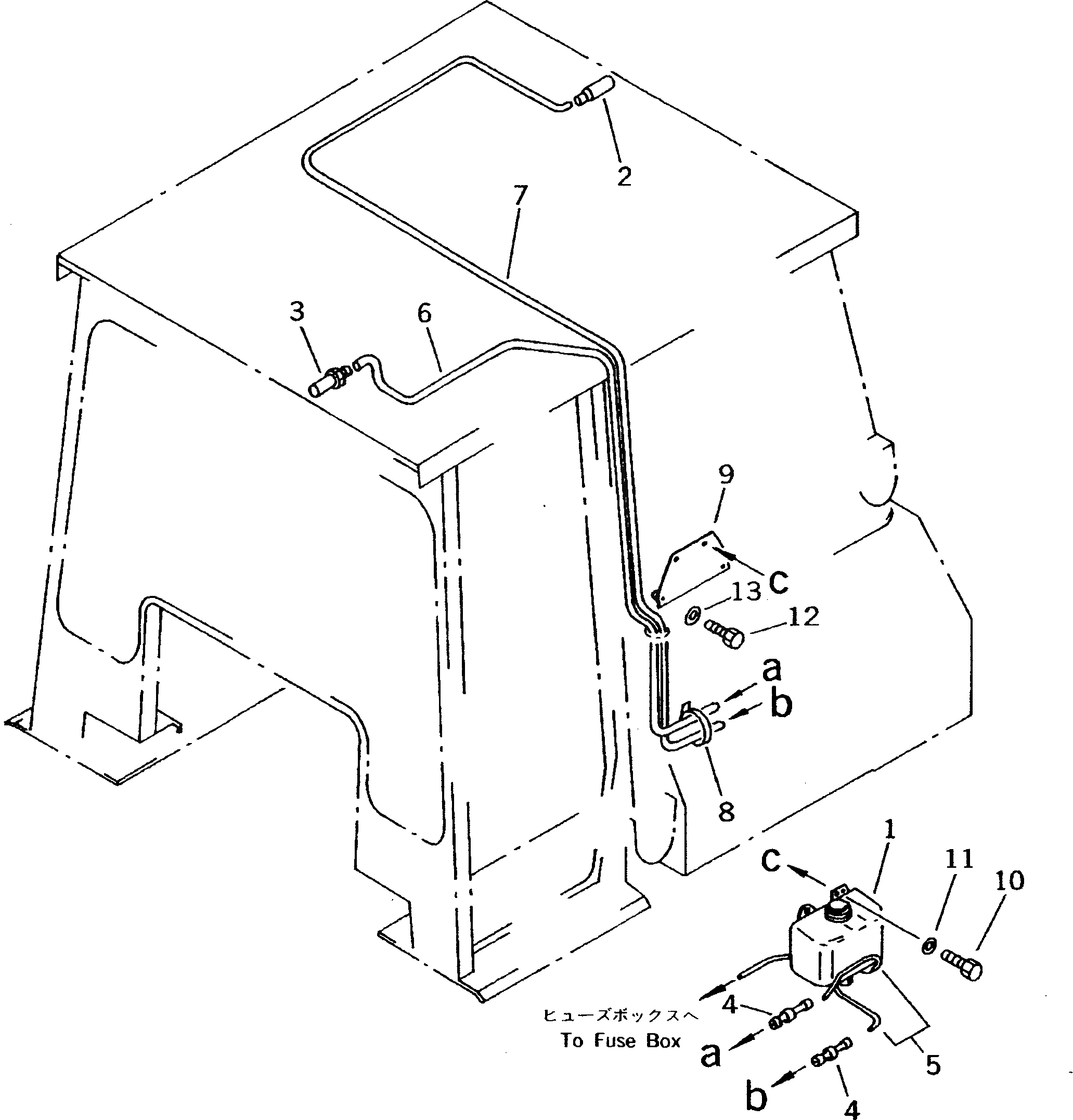 Схема запчастей Komatsu D40PL-5 - ОМЫВАТЕЛЬ СТЕКЛА (ДЛЯ СТАЛЬНАЯ КАБИНА)(№-) ЧАСТИ КОРПУСА