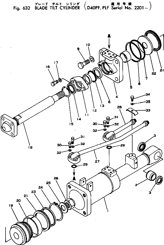 Схема запчастей Komatsu D40PLF-1 - ЦИЛИНДР ПЕРЕКОСА ОТВАЛА УПРАВЛ-Е РАБОЧИМ ОБОРУДОВАНИЕМ